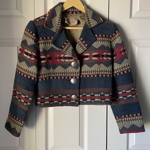 Painted Pony | Vintage Southwest Aztec Tapestry Western Cowgirl Jacket Small USA